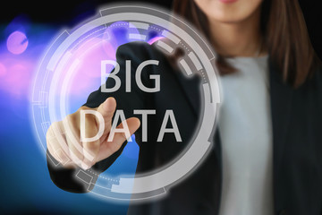 Big data concept. Business solution represented by symbol connected with icons of typical Smart digital home internet in every day lifes