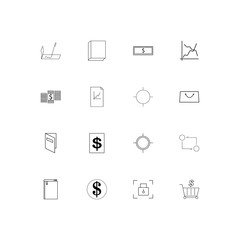 Banking, Finance And Money linear thin icons set. Outlined simple vector icons