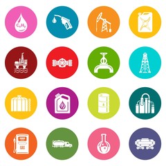 Oil industry icons set colorful circles vector