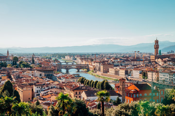 Fototapeta na wymiar View of Florence cityscape from Piazzale Michelangelo in Italy