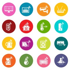 Smart home icons set colorful circles vector