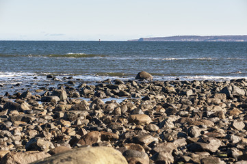 Rocky stretch of beach in Parker River Wildlife Refuge