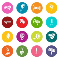 Photography icons set colorful circles vector