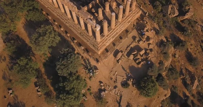 Selinunte, Sicily, Italy. Aerial view on the ancient Greek city on the south coast of Sicily, Italy. Temple of Hera ruins of Doric style architecture.