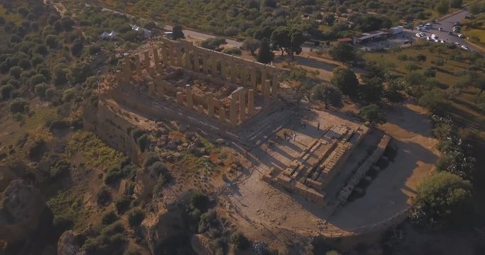 Selinunte, Sicily, Italy. Aerial view on the ancient Greek city on the south coast of Sicily, Italy. Temple of Hera ruins of Doric style architecture.