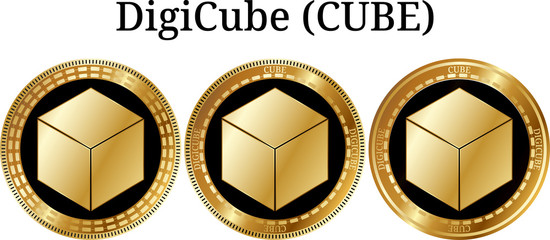 Set of physical golden coin DigiCube (CUBE)