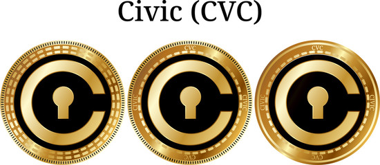 Set of physical golden coin Civic (CVC)