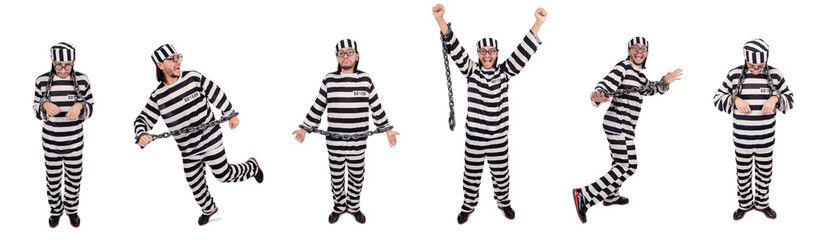 Prison inmate isolated on the white background
