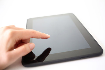 Hands using a digital smart tablet pc