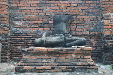 Ruin of Buddha ancient statue in Ayudhaya Thailand