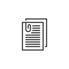 Attached document paper outline icon. linear style sign for mobile concept and web design. Report simple line vector icon. Symbol, logo illustration. Pixel perfect vector graphics