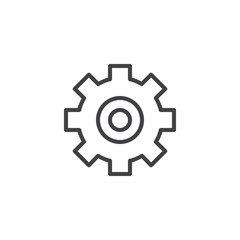Cogwheel outline icon. linear style sign for mobile concept and web design. Gear settings simple line vector icon. Symbol, logo illustration. Pixel perfect vector graphics