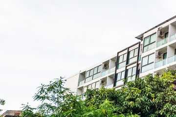 Real estate modern condominium window blue sky