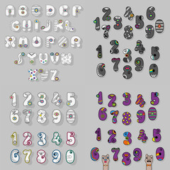 White, Gray and Purple Letters and Numbers