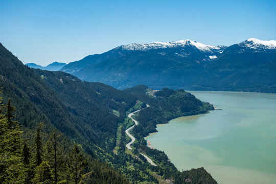 sea to sky highway aside Howe sound on a sunny day