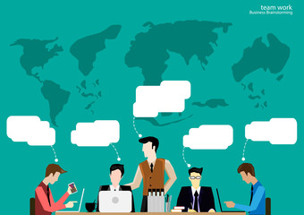 Business Meeting Training  Brainstorm for Success Creativity  Idea and  Plan  think analyze creative work,flat design illustration.