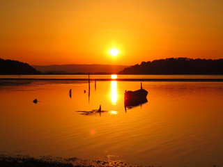 coucher de soleil sur l'étang de gruissan