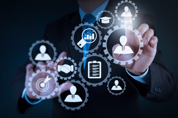 businessman hand  working with touch screen