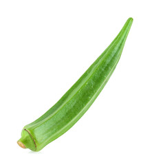 Green okra isolated on the white background
