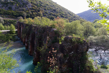 Roman aqueduct of ancient Nikopolis that starts from the northern end of the valley of the Louros, near the village of St. George, north of Filippiada, Preveza, Greece