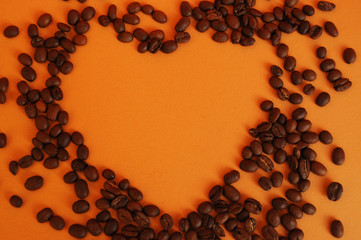 coffee beans in the form of a heart