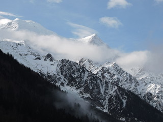 Snow-capped mountains, the Alps at Mont Blanc