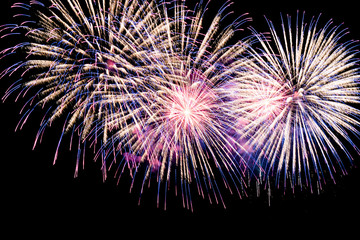 Colorful explosions of festive fireworks