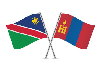 Namibia and Mongolia flags. Vector illustration.