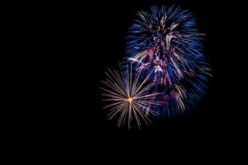 Colorful explosions of festive fireworks