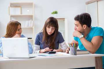 Team of designers discussing new interior project