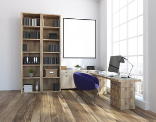 Classic home office interior, poster light