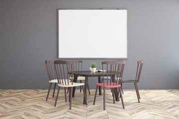 Gray dining room interior, poster