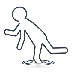 Man falling into hole icon, warning symbol simple line icon illustration