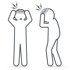 Injury man in bandage on head icon. Medical sign simple line icon illustration