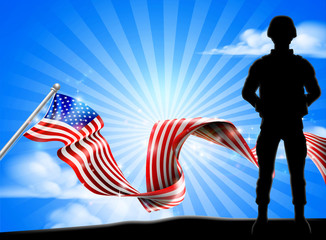 Patriotic Soldier American Flag Background 