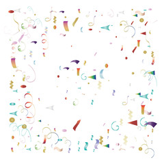 Fototapeta premium Trendy Xmas Party Tinsel Vector Foil Confetti Cool Foil Border Fireworks Explosion, Blast, Burst, New Year, Christmas, Birthday Celebration. Cool Summer Coctail Party Colored Gradient Tinsel Confetti.