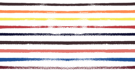 Sailor Stripes Seamless Vector Summer Pattern. Autumn Colors Yellow, Orange, Pink, Purple, Grey, White Stripes. Hipster Vintage Retro Textile Design. Creative Horizontal Banner. Watercolor Prints.