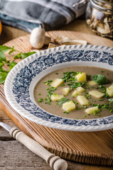 Potato mushrooms garlic soup