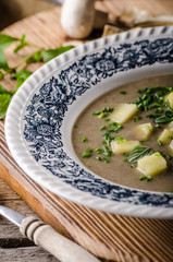 Potato mushrooms garlic soup