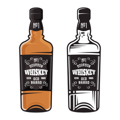 Fototapeta na wymiar Bottle of whiskey two styles vector illustration