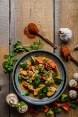 Curry chicken vegetable fresh food
