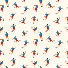 Soccer players. Vector seamless pattern.