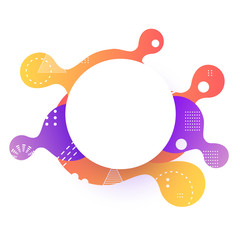 Gradient banner with fluid color abstract geometric shapes and textures with white round badge for copy space - vector illustration template for advertising or business presentation.