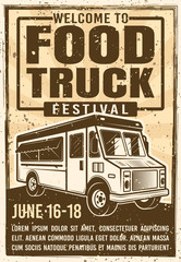 Food truck festival advertising vintage poster © Flat_Enot