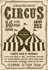 Circus tent vector invitation retro style poster © Flat_Enot