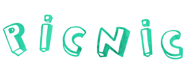 Earth planet in green twig circle. Hand drawn watercolor illustration