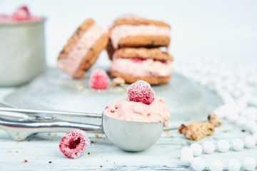 Spoon for Ice cream with strawberry.