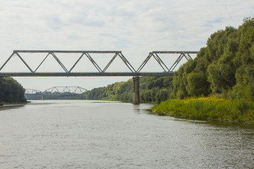 Railway bridge across the river Ros in Chernihiv. Ukraine