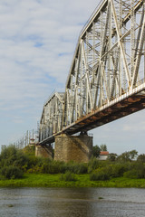 Railway bridge across the river Ros in Chernihiv. Ukraine