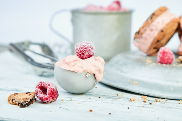 Spoon for Ice cream with strawberry.